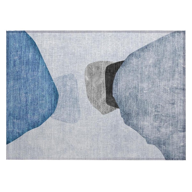 HomeRoots Blue Gray and Black 2 ft. x 3 ft. Woven Abstract Rectangle Indoor/Outdoor Area Rug 2000562164