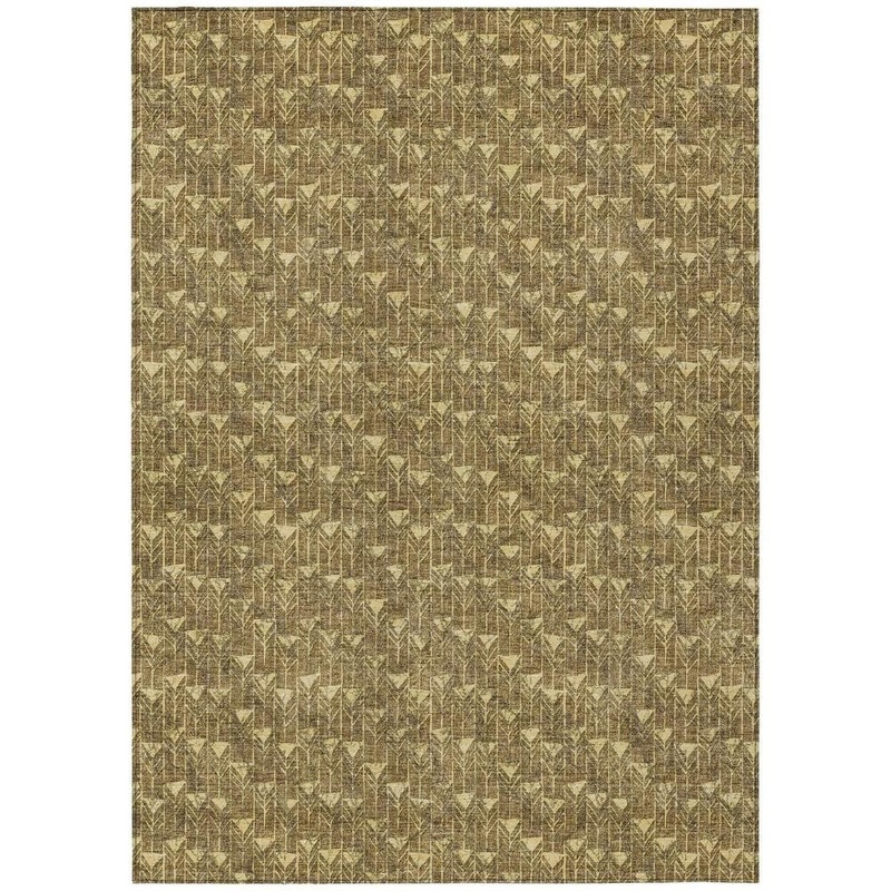 HomeRoots Brown 10 ft. x 14 ft. Geometric Indoor / Outdoor Area Rug 2000560063