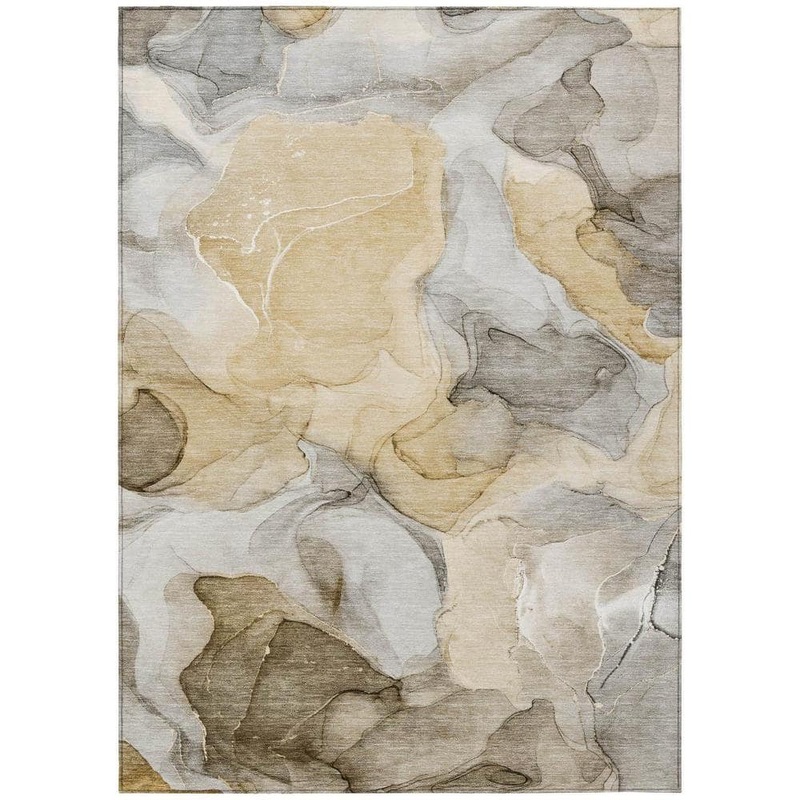 HomeRoots Brown 5 ft. x 8 ft. Abstract Indoor / Outdoor Area Rug 2000559491