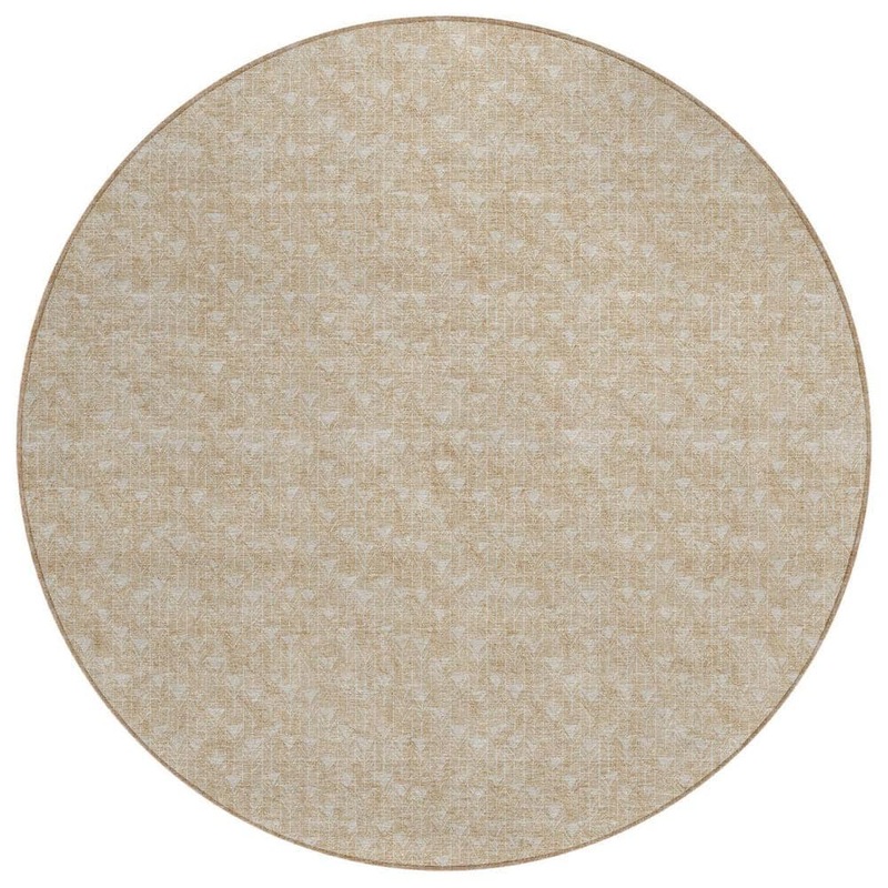 HomeRoots Brown 8 ft. Round Geometric Indoor / Outdoor Area Rug 2000560042