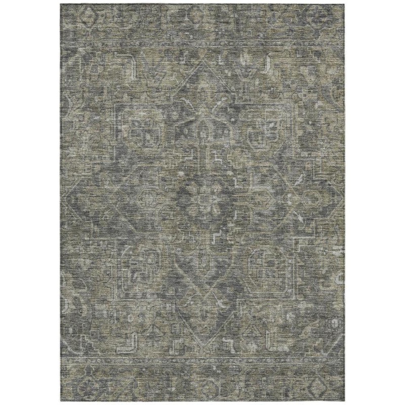 HomeRoots Brown and Black 5 ft. x 8 ft. Woven Oriental Rectangle Indoor/Outdoor Area Rug 2000563821