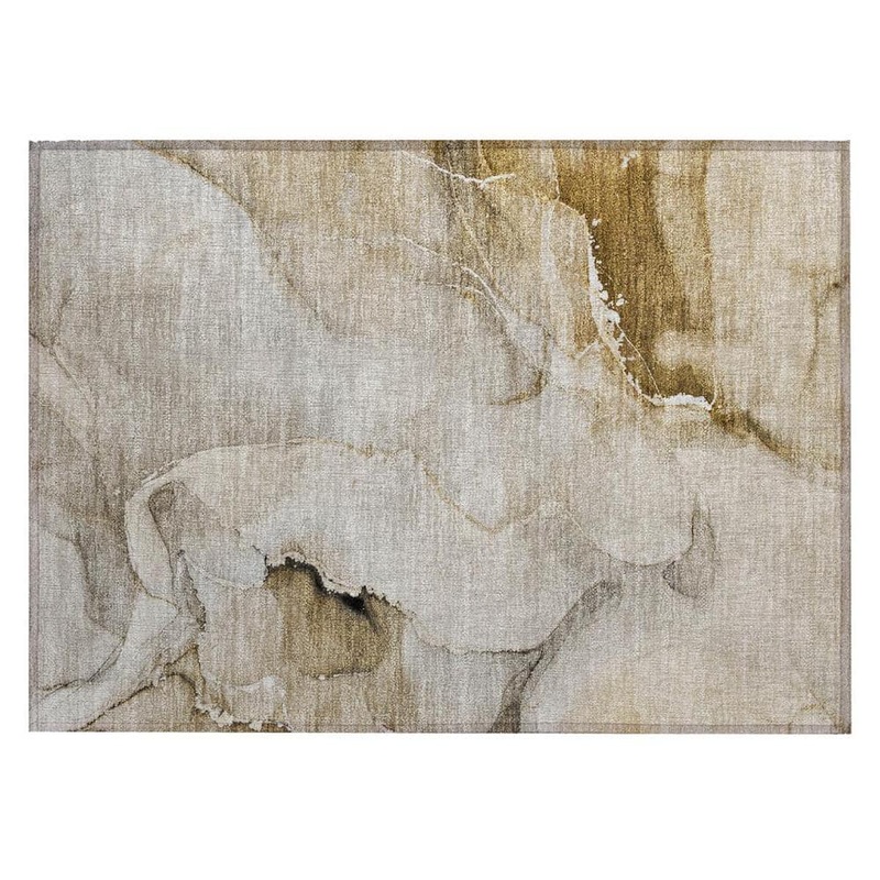 HomeRoots Brown and Gray 2 ft. x 3 ft. Woven Abstract Polyester Rectangle Indoor/Outdoor Area Rug 2000560438