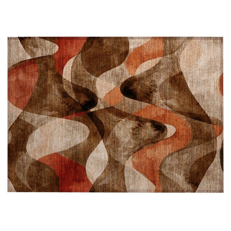 HomeRoots Chocolate 2 ft. x 3 ft. Woven Abstract Polyester Rectangle Indoor/Outdoor Area Rug 2000561570