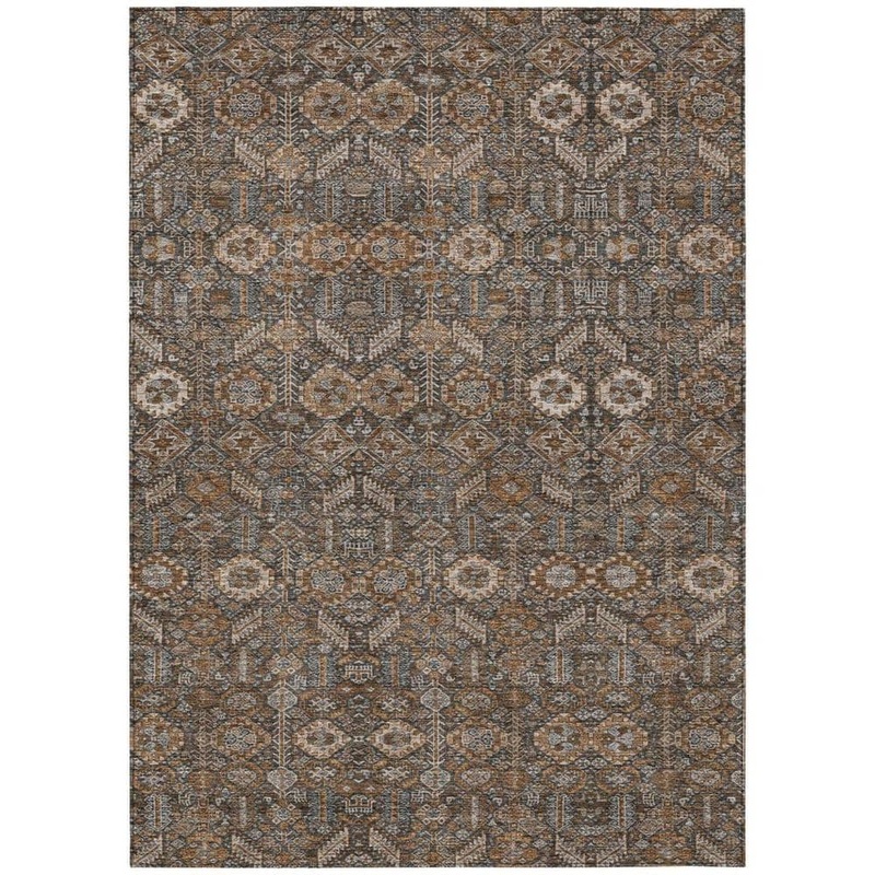 HomeRoots Chocolate 9 ft. x 12 ft. Woven Floral Rectangle Indoor/Outdoor Area Rug 2000564318