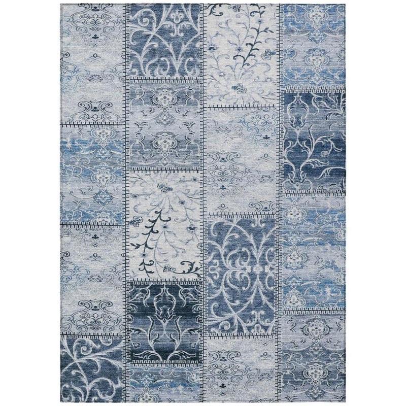 HomeRoots Denim Blue 3 ft. x 5 ft. Woven Plaid Rectangle Indoor/Outdoor Area Rug 2000563541