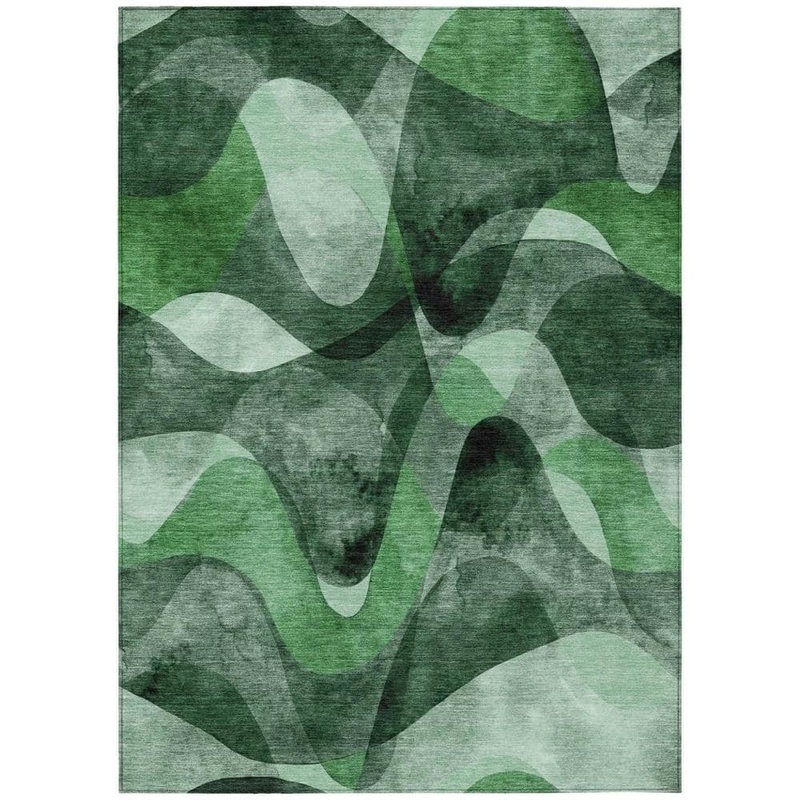 HomeRoots Fern Green 5 ft. x 8 ft. Woven Abstract Polyester Rectangle Indoor/Outdoor Area Rug 2000561592
