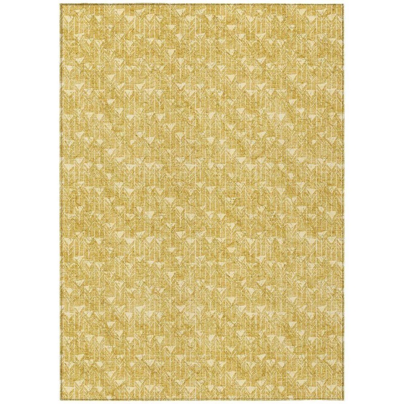 HomeRoots Gold 5 ft. x 8 ft. Geometric Indoor / Outdoor Area Rug 2000560077