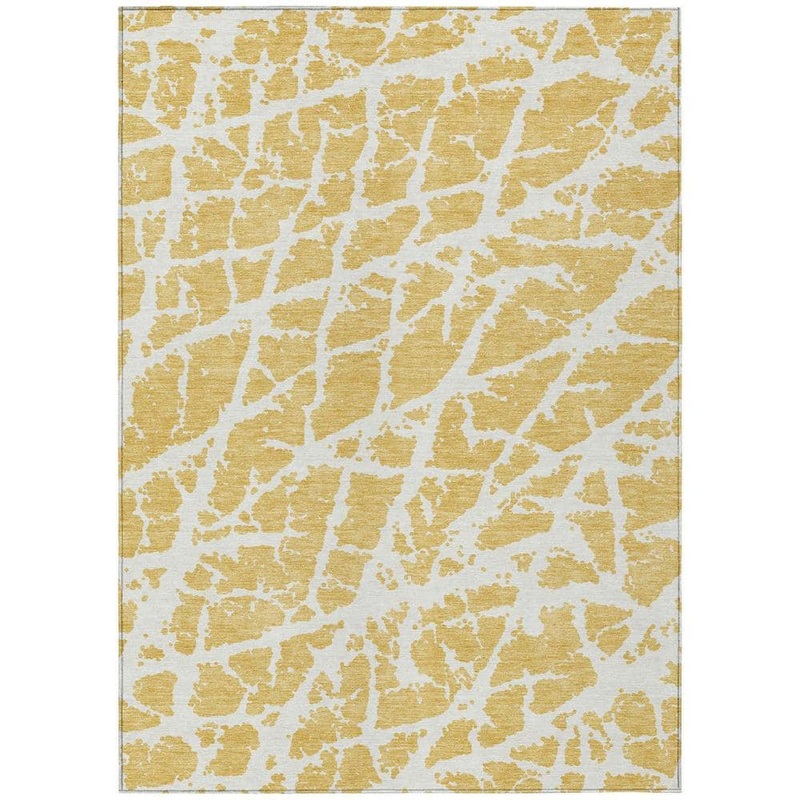HomeRoots Gold and White 10 ft. x 14 ft. Abstract Indoor /Outdoor Area Rug 2000559270
