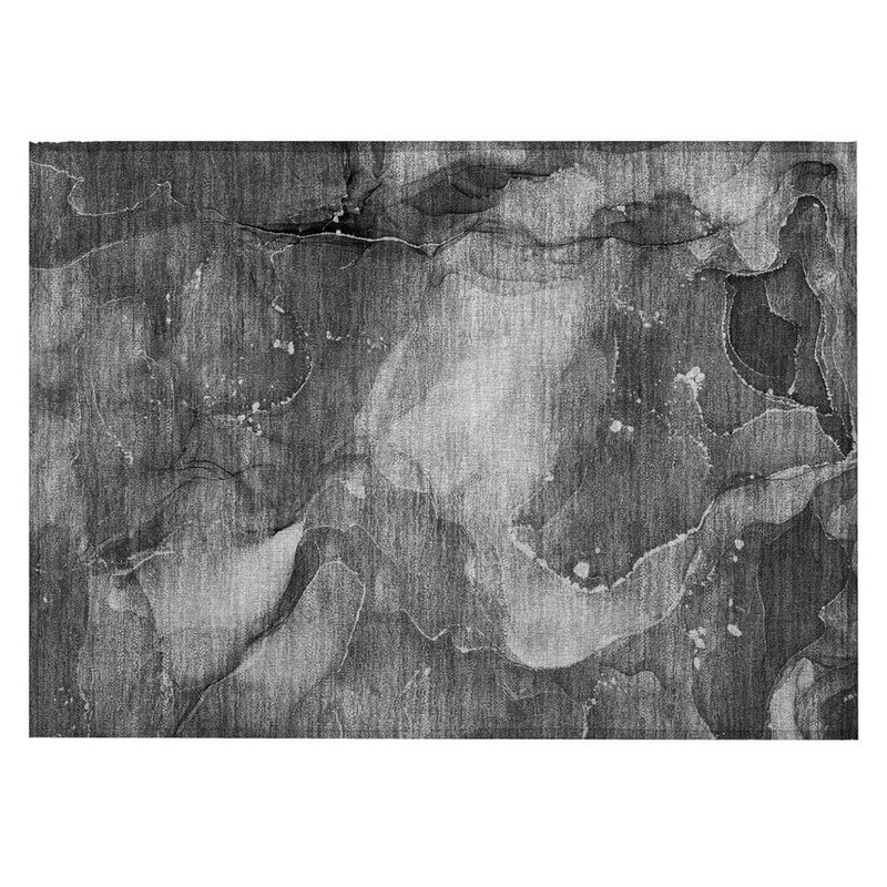 HomeRoots Gray 2 ft. x 3 ft. Woven Abstract Polyester Rectangle Indoor/Outdoor Area Rug 2000560510