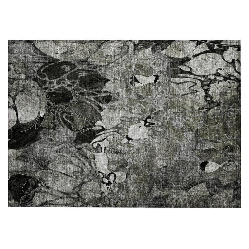 HomeRoots Gray 2 ft. x 3 ft. Woven Floral Rectangle Indoor/Outdoor Area Rug 2000563043
