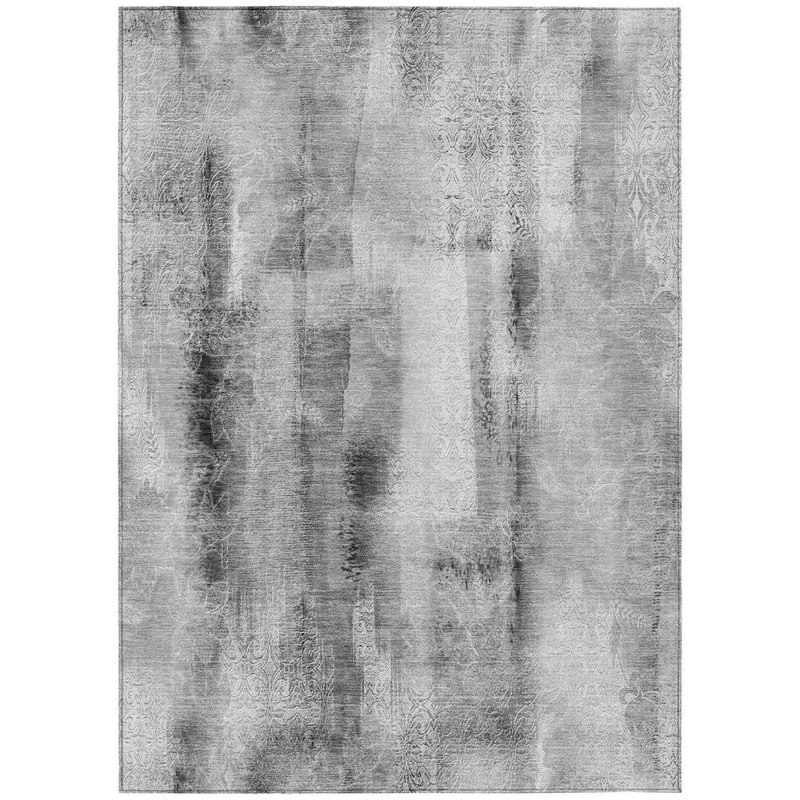 HomeRoots Gray 5 ft. x 8 ft. Woven Border Polyester Rectangle Indoor/Outdoor Area Rug 2000561655