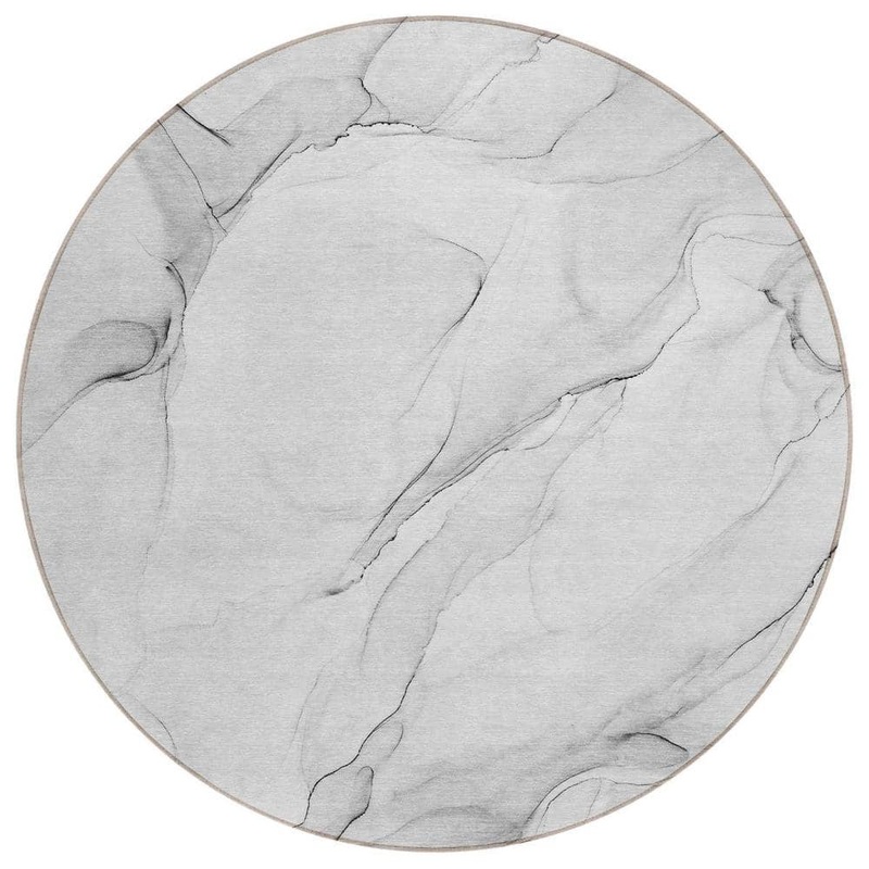 HomeRoots Gray 8 ft. Round Abstract Indoor / Outdoor Area Rug 2000560162