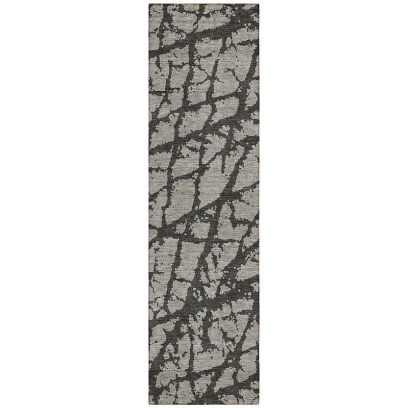HomeRoots Gray and Black 2 ft. x 7 ft. Abstract Indoor / Outdoor Area Rug 2000559272
