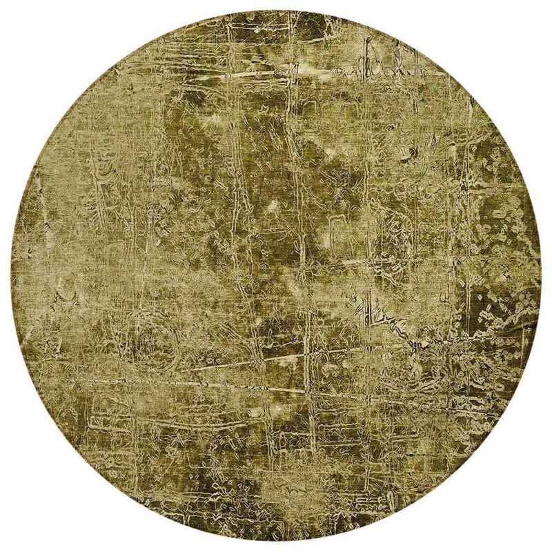 HomeRoots Green 8 ft. Round Woven Abstract Round Indoor/Outdoor Area Rug 2000563093