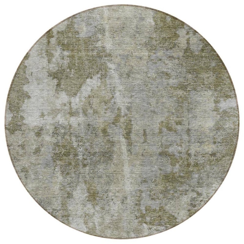 HomeRoots Green 8 ft. Round Woven Abstract Round Indoor/Outdoor Area Rug 2000564229