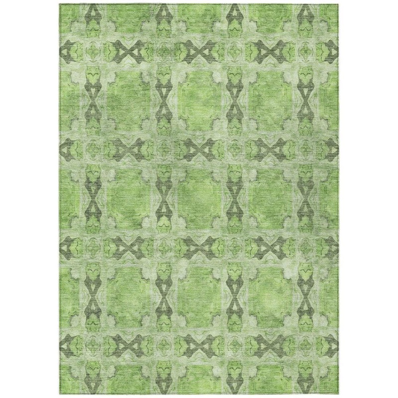 HomeRoots Green 8 ft. x 10 ft. Woven Floral;Medallion Rectangle Indoor/Outdoor Area Rug 2000563436