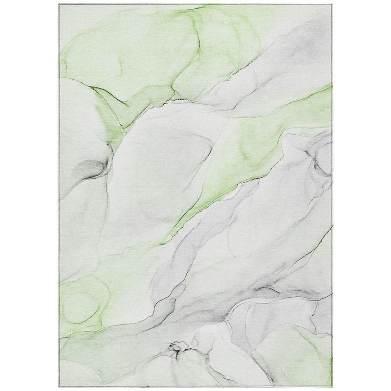 HomeRoots Green 9 ft. x 12 ft. Abstract Indoor / Outdoor Area Rug 2000560173