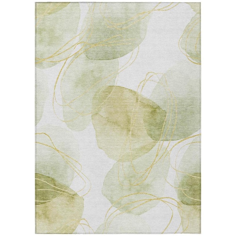 HomeRoots Green and Ivory 5 ft. x 8 ft. Woven Abstract Rectangle Indoor/Outdoor Area Rug 2000562105
