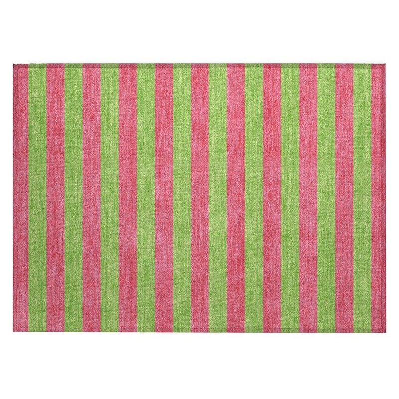 HomeRoots Green and Red 2 ft. x 3 ft. Woven Striped Polyester Rectangle Indoor/Outdoor Area Rug 2000561050