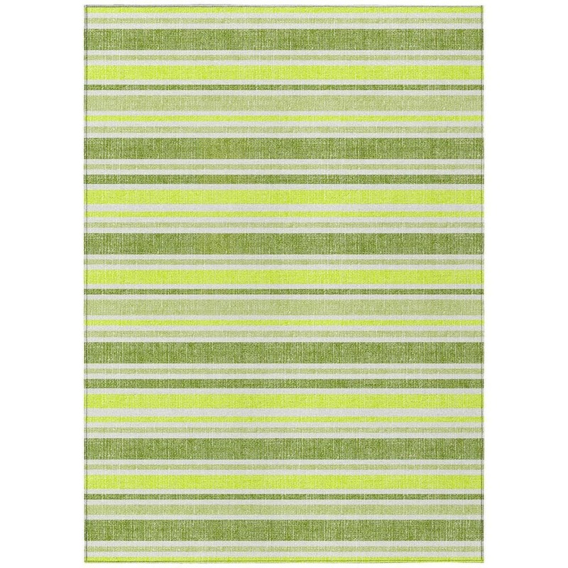 HomeRoots Green and Yellow 3 ft. x 5 ft. Woven Striped Polyester Rectangle Indoor/Outdoor Area Rug 2000561152