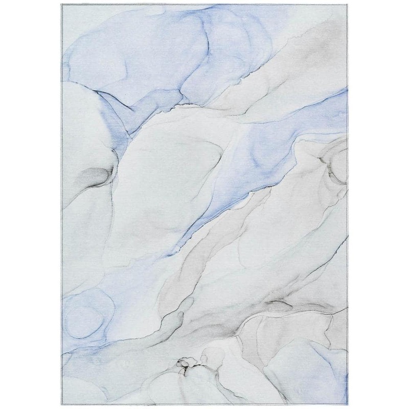HomeRoots Ivory Blue and Gray 10 ft. x 14 ft. Abstract Indoor / Outdoor Area Rug 2000560156
