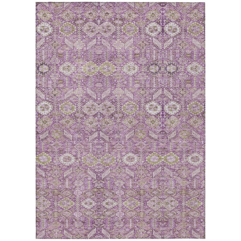 HomeRoots Lavender and Ivory 5 ft. x 8 ft. Woven Floral Rectangle Indoor/Outdoor Area Rug 2000564342