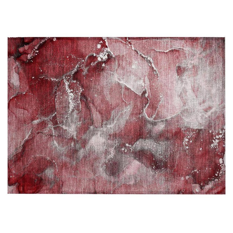 HomeRoots Merlot 2 ft. x 3 ft. Woven Abstract Polyester Rectangle Indoor/Outdoor Area Rug 2000560301