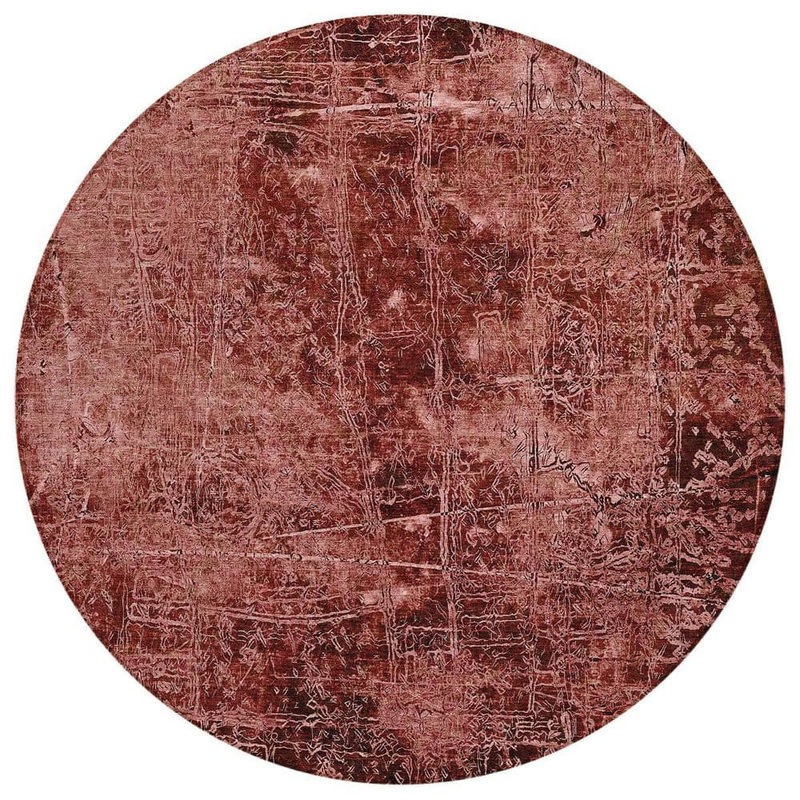 HomeRoots Merlot 8 ft. Round Woven Abstract Round Indoor/Outdoor Area Rug 2000563129