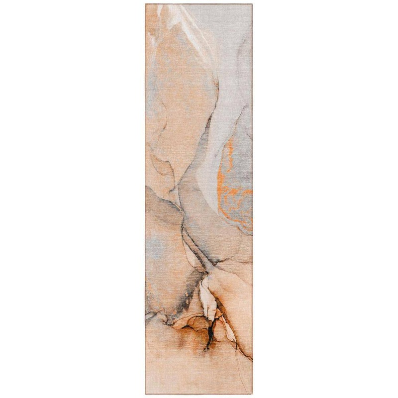 HomeRoots Orange 2 ft. x 8 ft. Abstract Indoor / Outdoor Area Rug 2000559695