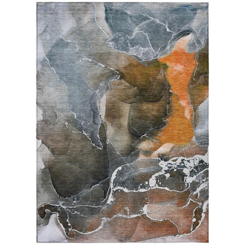 HomeRoots Orange 5 ft. x 8 ft. Abstract Indoor / Outdoor Area Rug 2000559464