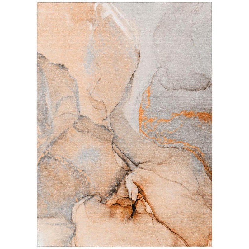 HomeRoots Orange 5 ft. x 8 ft. Abstract Indoor / Outdoor Area Rug 2000559698