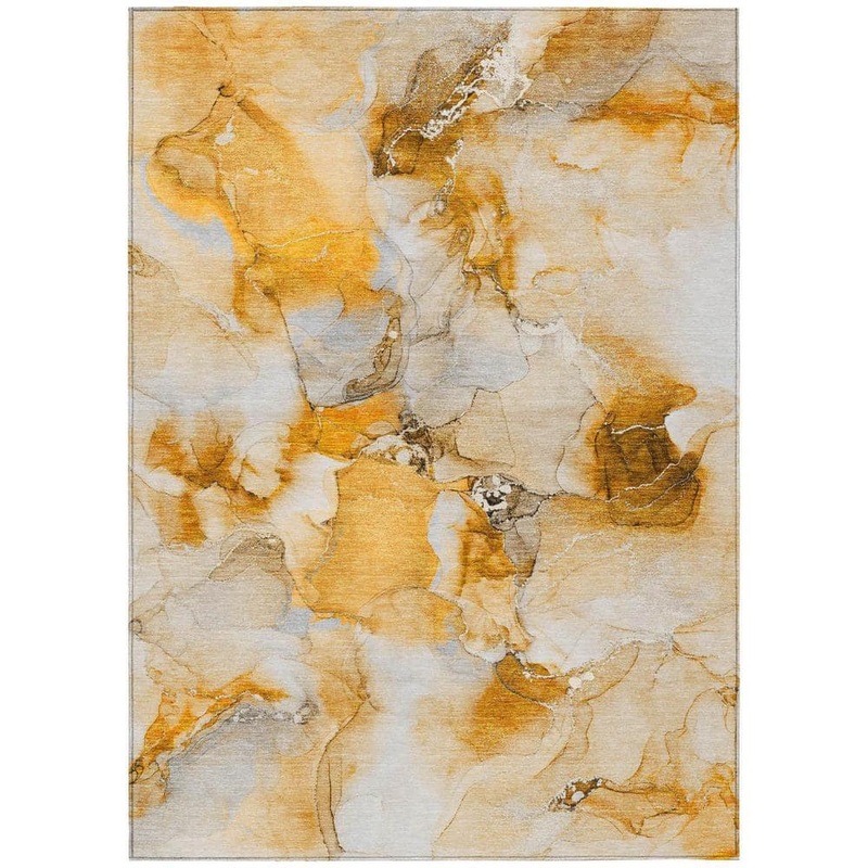 HomeRoots Orange and Ivory 3 ft. x 5 ft. Woven Abstract Polyester Rectangle Indoor/Outdoor Area Rug 2000560657