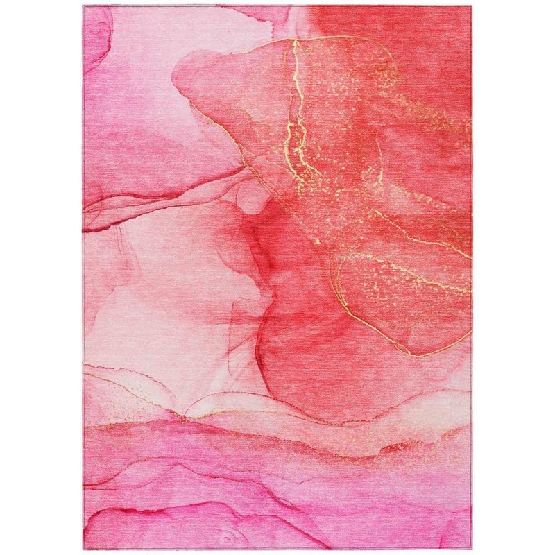 HomeRoots Pink 5 ft. x 8 ft. Abstract Indoor / Outdoor Area Rug 2000559761