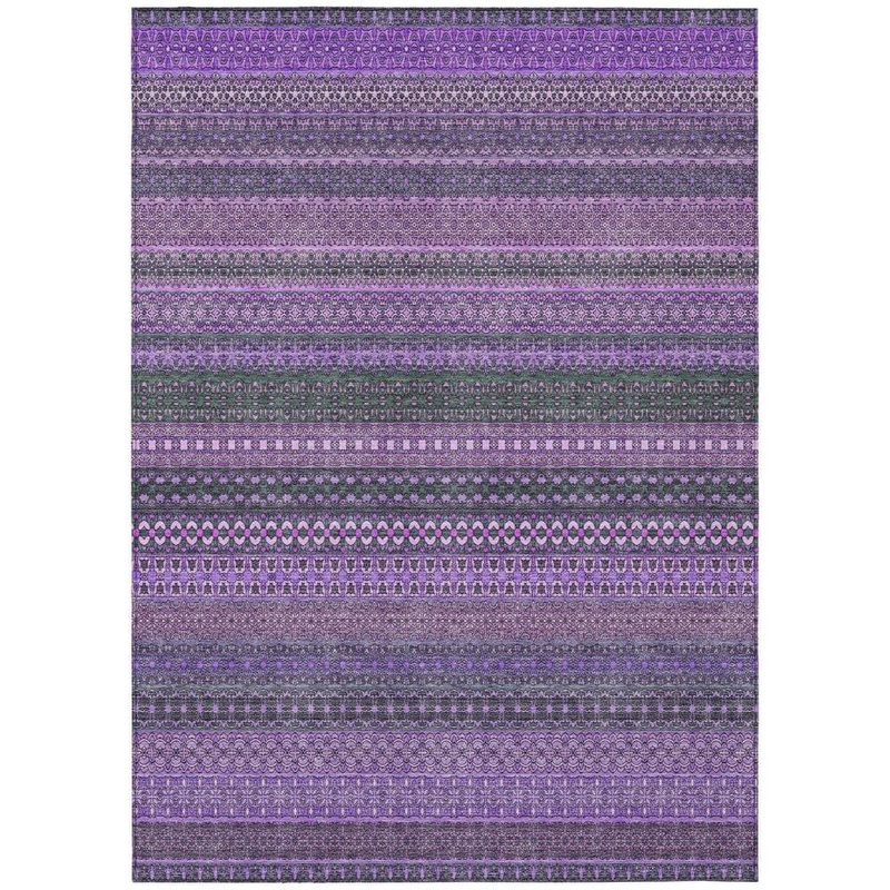 HomeRoots Purple 10 ft. x 14 ft. Woven Striped Polyester Rectangle Indoor/Outdoor Area Rug 2000560779