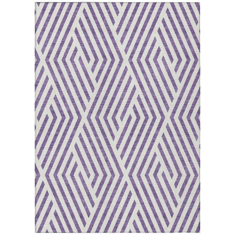 HomeRoots Purple and White 8 ft. x 10 ft. Woven Geometric Rectangle Indoor/Outdoor Area Rug 2000562368