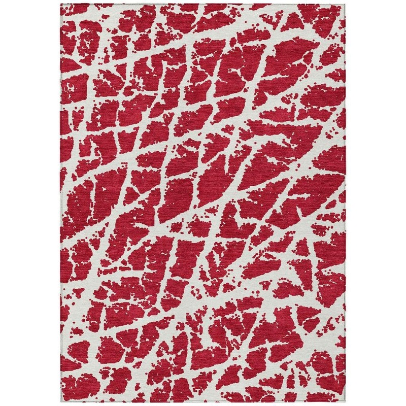 HomeRoots Red 9 ft. x 12 ft. Abstract Indoor / Outdoor Area Rug 2000559323