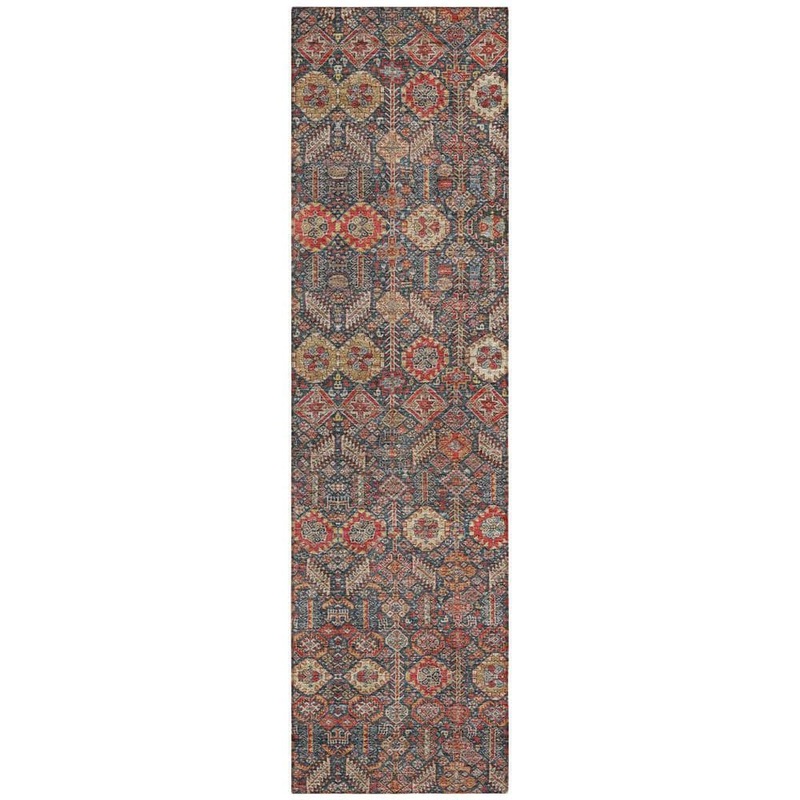 HomeRoots Red and Dark Blue 2 ft. x 8 ft. Woven Floral Runner Indoor/Outdoor Area Rug 2000564366