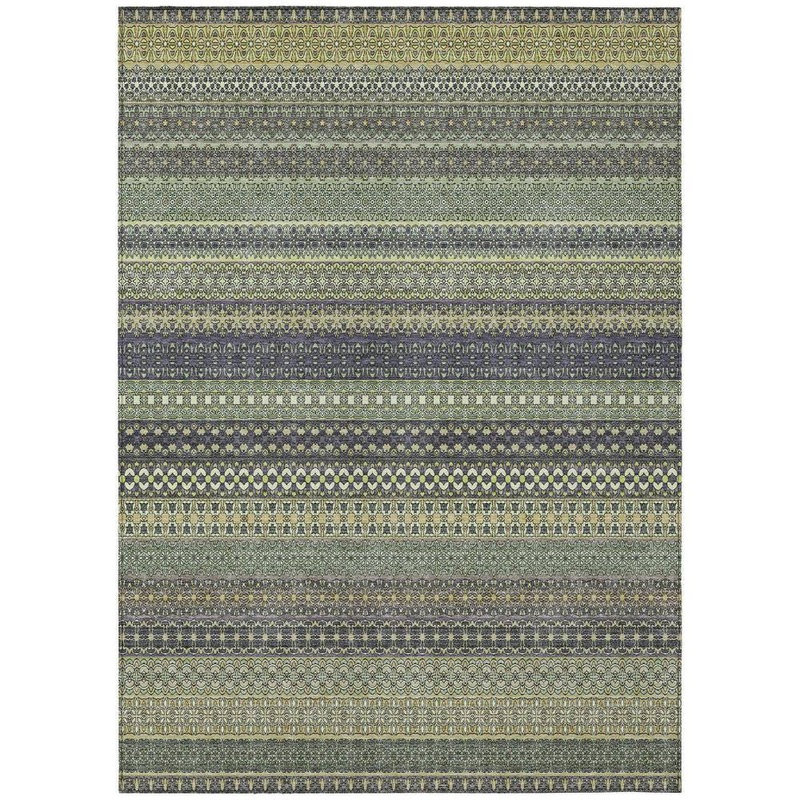 HomeRoots Sage 5 ft. x 8 ft. Woven Striped Polyester Rectangle Indoor/Outdoor Area Rug 2000560784