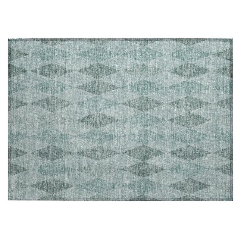 HomeRoots Teal 2 ft. x 3 ft. Woven Geometric Rectangle Indoor/Outdoor Area Rug 2000563268