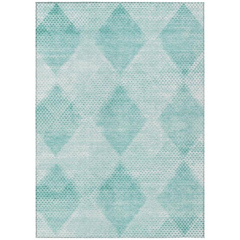 HomeRoots Teal 3 ft. x 5 ft. Woven Geometric Rectangle Indoor/Outdoor Area Rug 2000561798