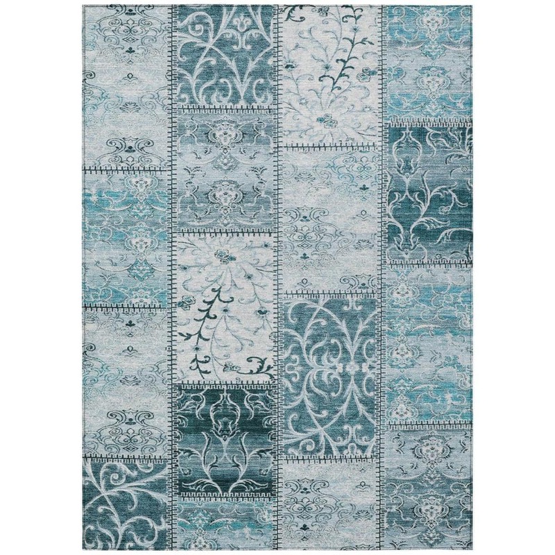 HomeRoots Teal 3 ft. x 5 ft. Woven Plaid Rectangle Indoor/Outdoor Area Rug 2000563586