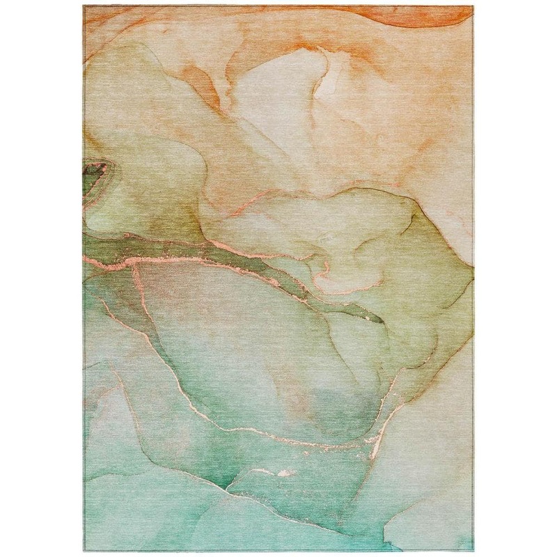 HomeRoots Teal 8 ft. x 10 ft. Abstract Indoor / Outdoor Area Rug 2000559844