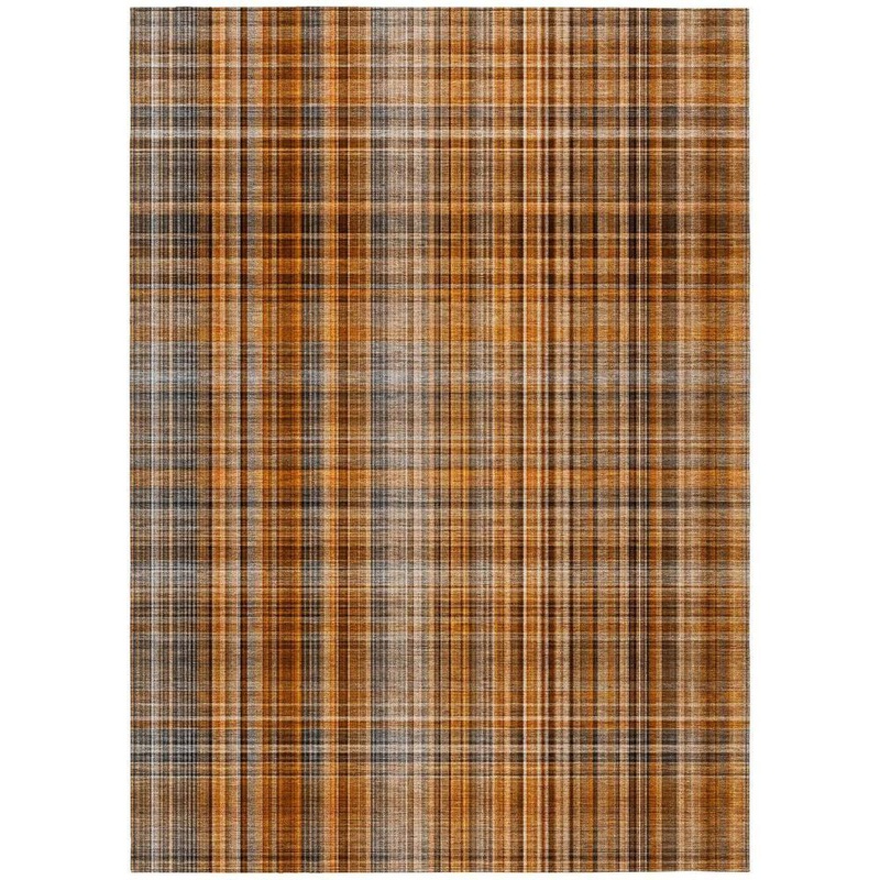 HomeRoots Terracotta 3 ft. x 5 ft. Woven Plaid Rectangle Indoor/Outdoor Area Rug 2000561942