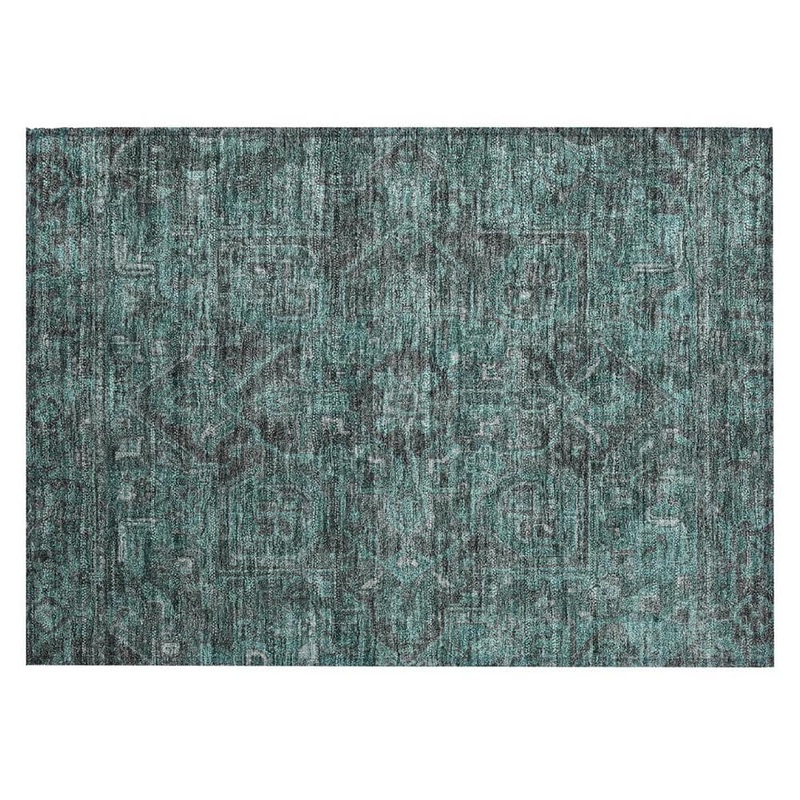 HomeRoots Turquoise 2 ft. x 3 ft. Woven Oriental Rectangle Indoor/Outdoor Area Rug 2000563844