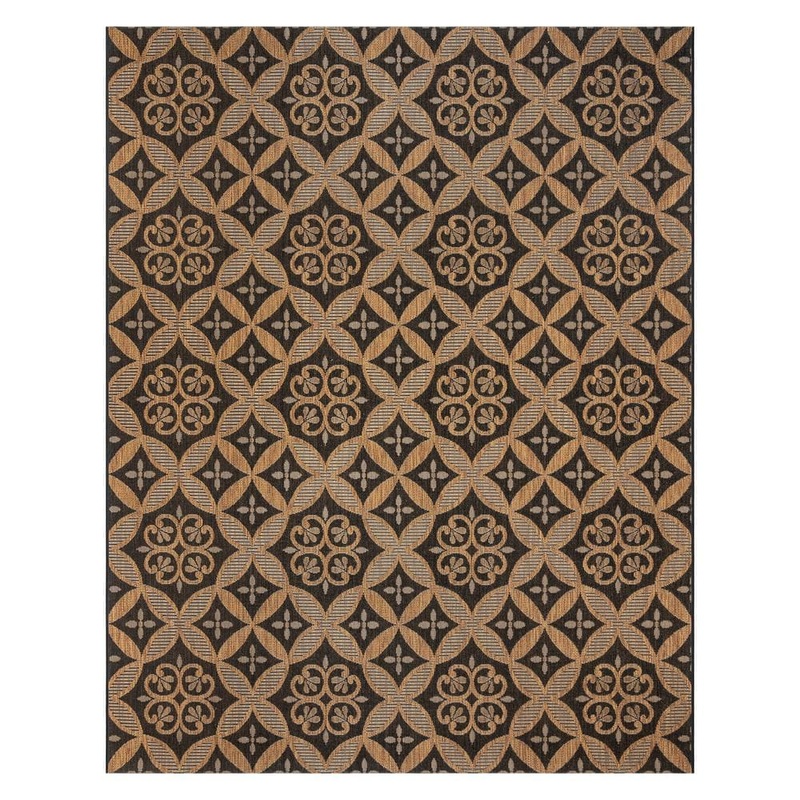 Gertmenian Paseo Niala Chestnut/Black 6 ft. x 9 ft. Floral Medallion Indoor/Outdoor Area Rug 25436