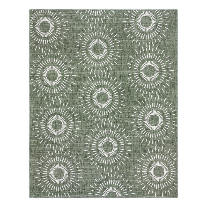 Gertmenian Paseo Tiaret Green 8 ft. x 10 ft. Geometric Indoor/Outdoor Area Rug 32463