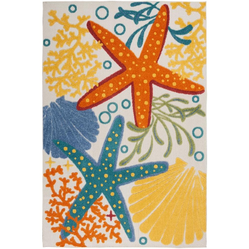 Hampton Bay Aloha Multicolor 5 ft. x 7 ft. Floral Modern Indoor/Outdoor Patio Area Rug 828767