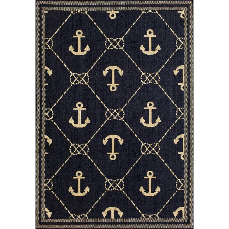 Hampton Bay Anchor Blue/Cream 5 ft. x 7 ft. Indoor/Outdoor Area Rug 1188.42.55