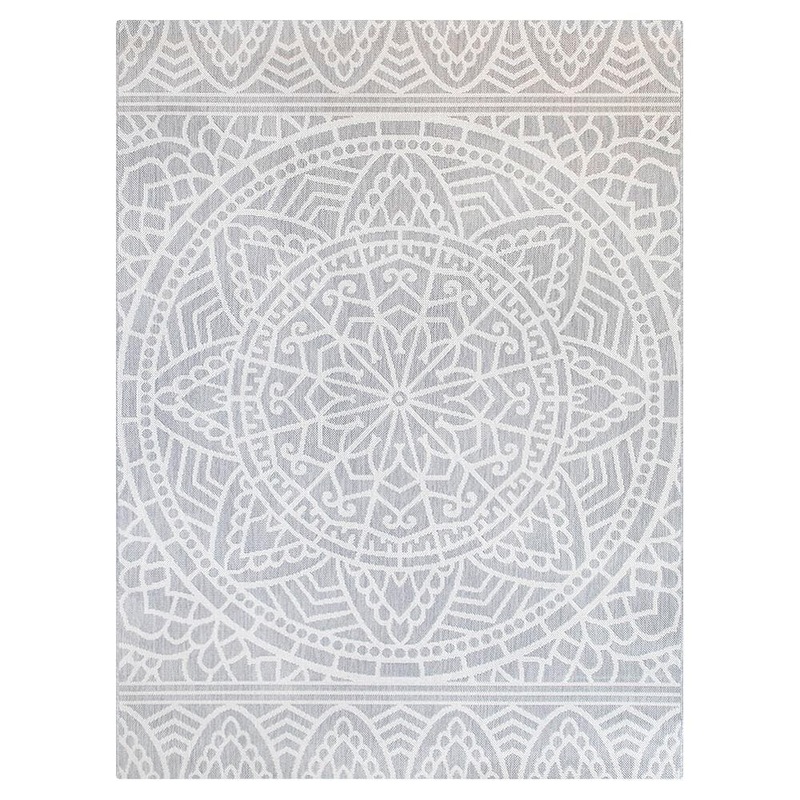 Hampton Bay Aztec Cream 8 ft. x 10 ft. Medallion Indoor/Outdoor Patio Area Rug 3004091