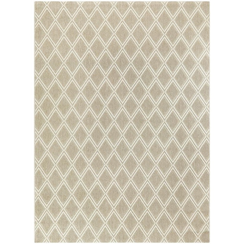 Hampton Bay Basket Weave Biscuit Beige 8 ft. x 10 ft. Trellis Indoor/Outdoor Patio Area Rug 3004077